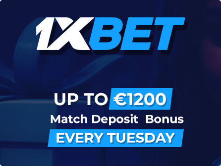 Redeem 50% Match Deposit Bonus of up to €1200 Every Tuesday