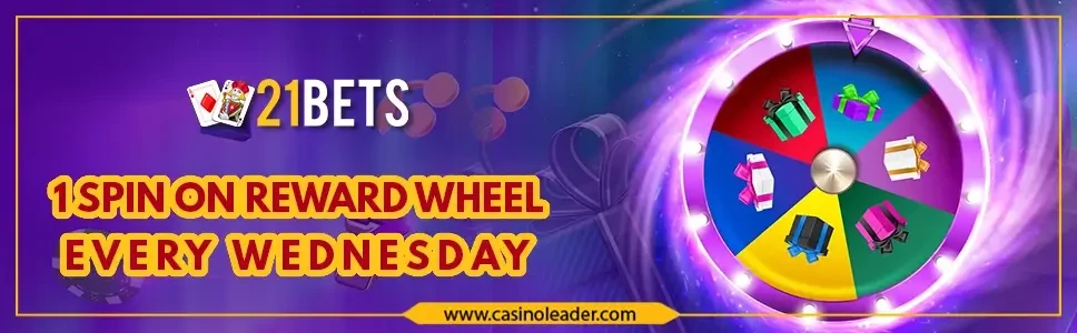 21Bets Casino Personalised Bonuses every Wednesday
