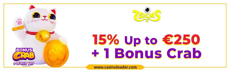 7Signs Casino 15% Cashback Welcome Bonus up to €250 7Signs Casino 15% Cashback Welcome Bonus up to €250