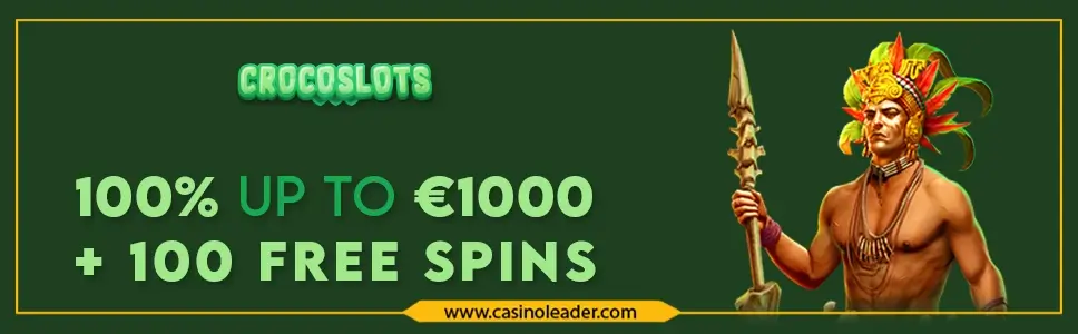 Croco Slots Casino €1000 First Deposit Bonus + 100 Free Spins