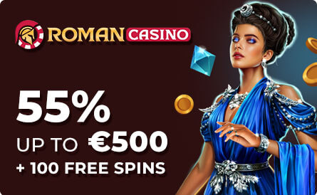 Get 55% second deposit bonus of up to €500 and 100 free spins