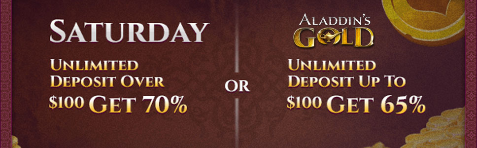 Aladdin’s Gold Casino Saturday Match Deposit Bonus 