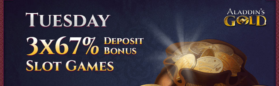 Aladdin’s Gold Casino 67% Tuesday Match Deposit Bonus 