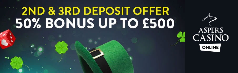 Aspers Casino Online Second & Third Deposit Bonus – Get £250