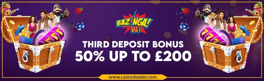 Bazingabet Casino 50% Third Deposit Bonus