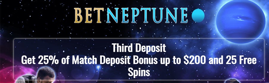 BetNeptune Casino 25% Match Deposit Bonus