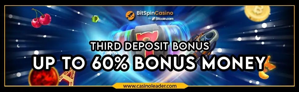 Bitspin Casino up to 60% Third Deposit Welcome Bonus