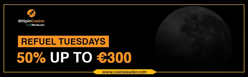 Bitspin Casino up to 50% Match Deposit Bonus on Tuesday