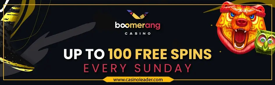 Boomerang Casino Up To 100 Free Spins Bonus Every Sunday