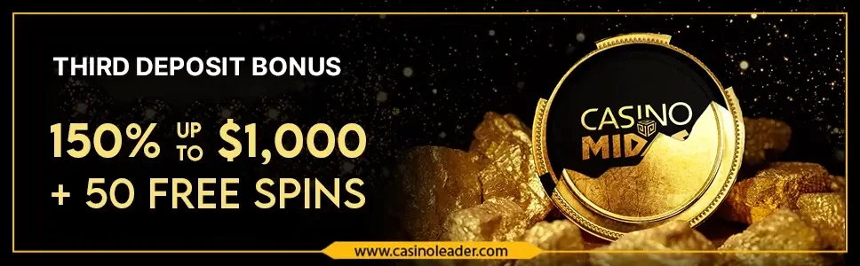 Casino Midas 150% Third Deposit Bonus up to $1,000 + 50 FS Casino Midas 150% Third Deposit Bonus up to $1,000 + 50 FS