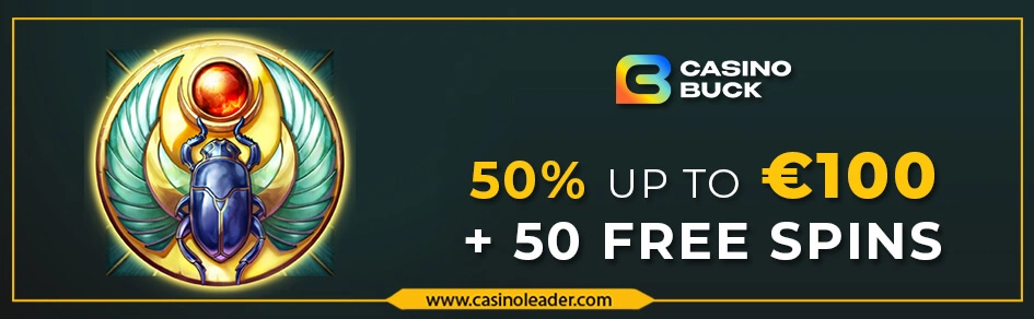 Casinobuck 50% Second Deposit Bonus up to €100 + 50 FS