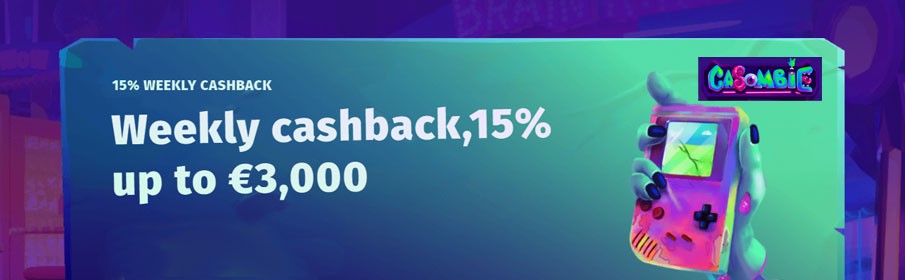 Weekly Cashback Bonus of up to €3,000 at Casombie Casino