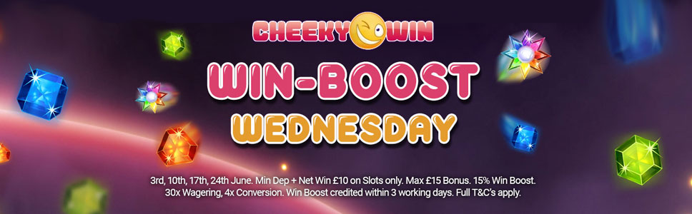Cheeky Win Casino15% Win Boost Up to £15 Bonus