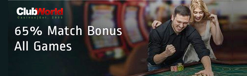 Club World Casino 65% Monday All Games Bonus 