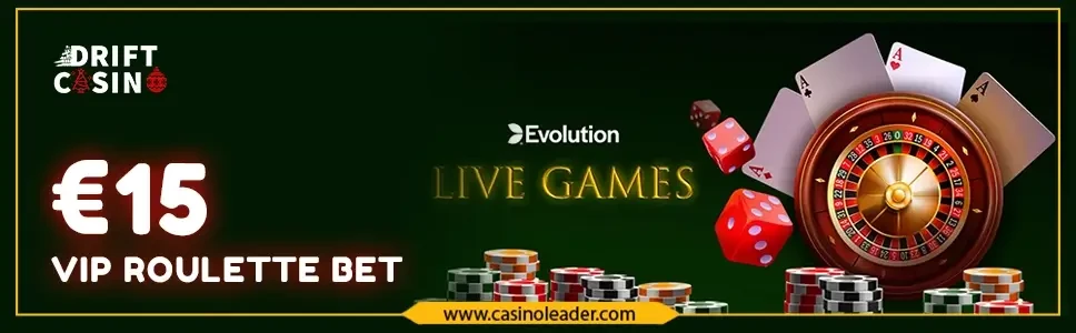 Drift Casino €15 VIP Roulette bet on Live Games