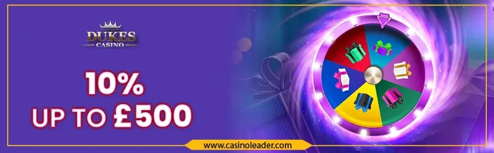 Dukes Casino Up to £500 Weekly No Wagering Cashback Bonus Dukes Casino Up to £500 Weekly No Wagering Cashback Bonus