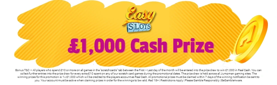 Easy Slots Casino £1000 Cash Prize Bonus - Scratch Card