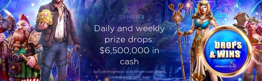 Genesis Casino ‘Drops & Wins’ $125,000 cash prize Promotion