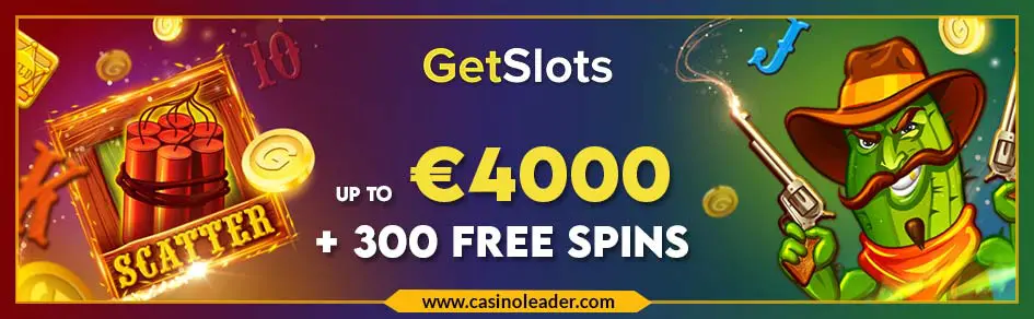GetSlots Casino up to €4000 Welcome Bonus + 300 FS