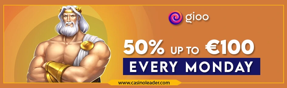 Gioo Casino 50% Reload Bonus up to €100 Every Monday Gioo Casino 50% Reload Bonus up to €100 Every Monday