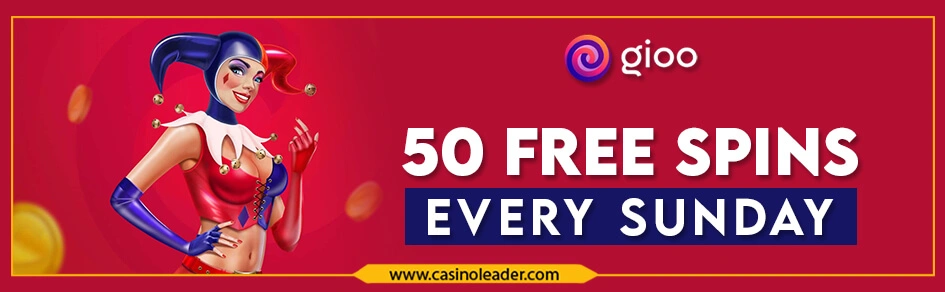 Gioo Casino 50 Free Spins Bonus on slots every Sunday