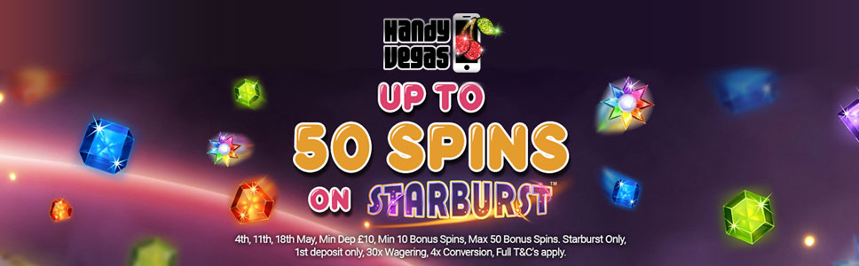 Handy Vegas Casino 50 Bonus Spins on Starburst Slot