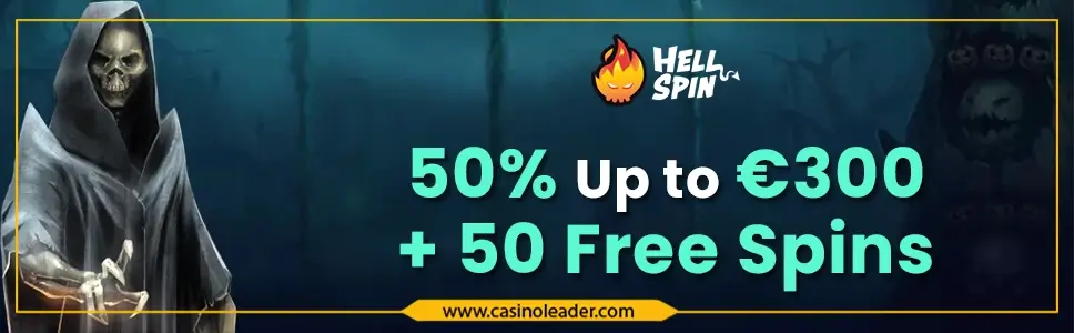 Hell Spin Casino 50% Second Deposit Bonus up to €300 + 50 FS