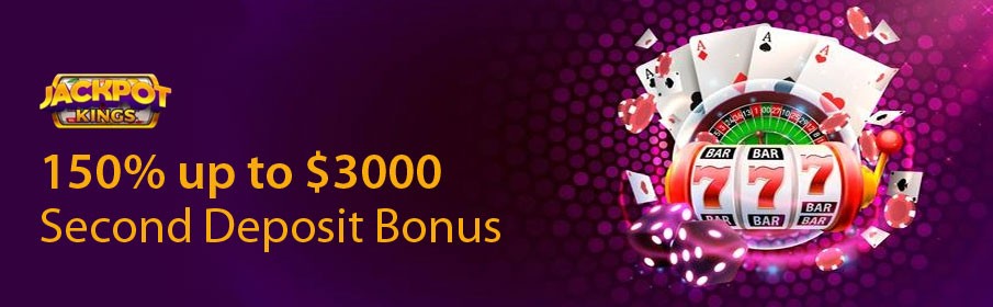Jackpot Kinga Casino 150% Second Deposit Bonus 