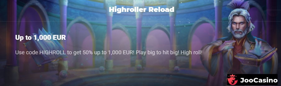 Joo Casino 50% High Roller Reload Bonus