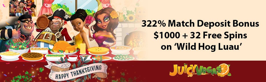 Juicy Vegas Casino 322% Match Deposit Bonus