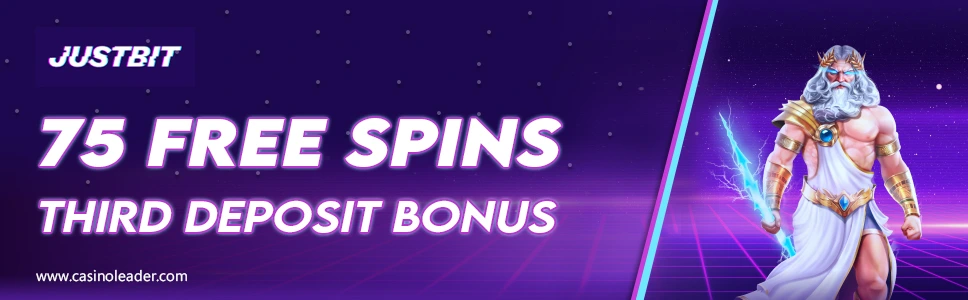 Justbit io Casino 75 Free Spins Third Deposit Bonus Justbit io Casino 75 Free Spins Third Deposit Bonus