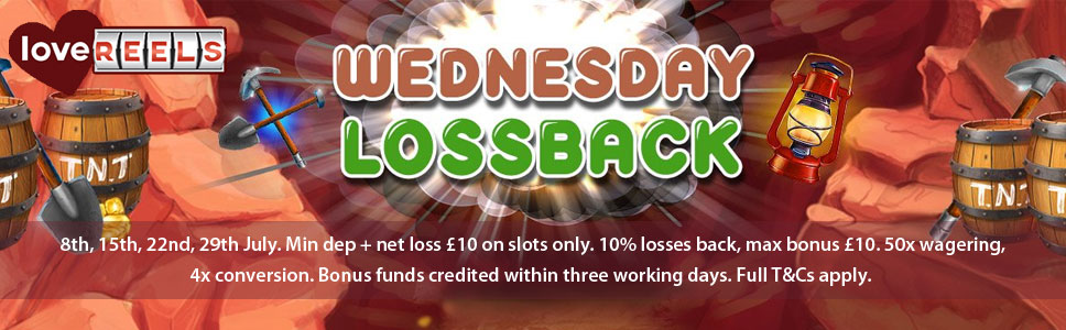 Love Reels Casino 10% Cashback Bonus up to £10
