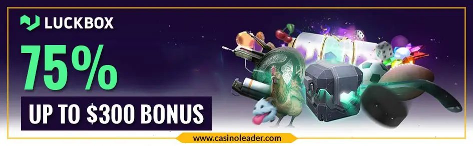 Luckbox Casino 75% up to $300 Second Deposit Bonus Code