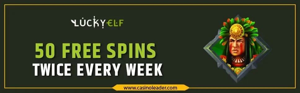 Lucky Elf Casino 50 Free Spins Bonus twice every week