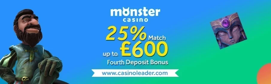 Monster Casino 25% Fourth Deposit Bonus 