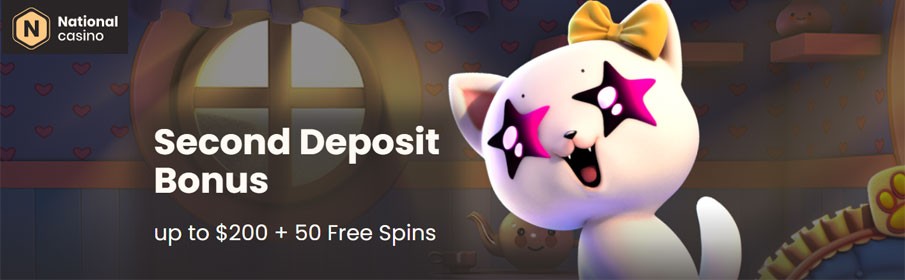 National Casino 50% Second Deposit Bonus 