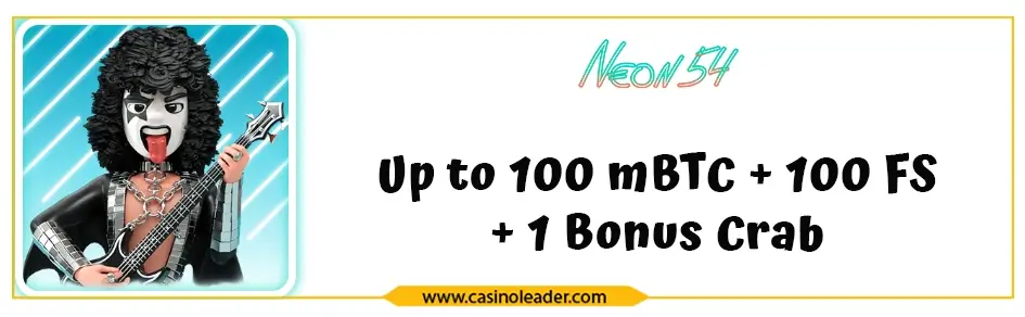 Neon54 Casino 100 mBTC Crypto Welcome Bonus + 100 FS