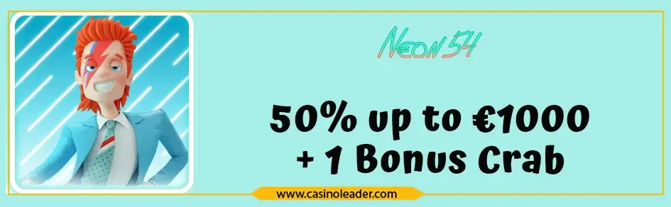 Neon54 Casino up to €1000 Welcome Bonus + 1 Bonus Crab