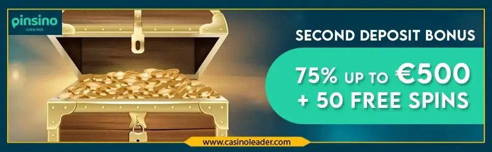 Pinsino Casino Second Deposit Bonus + No Wager Free Spins