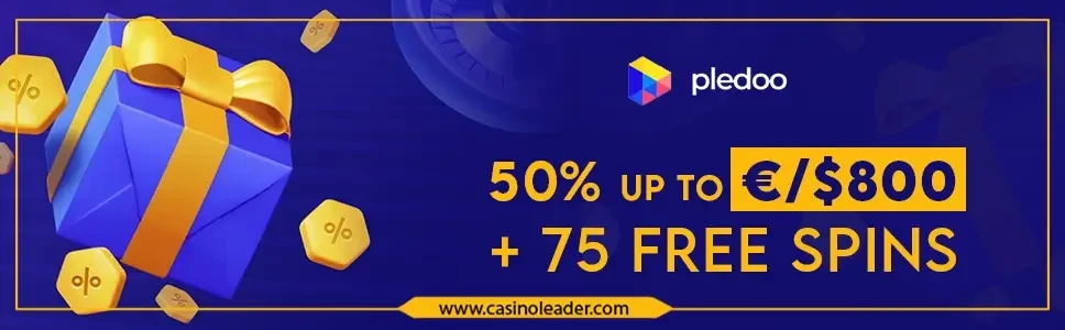 Pledoo Casino 50% Third Deposit Bonus up to €/$800 + 75 FS Pledoo Casino 50% Third Deposit Bonus up to €/$800 + 75 FS