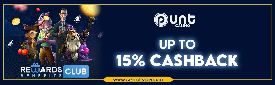Punt Casino up to 15% Daily Cashback Bonus