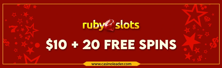 Ruby Slots Casino $10 + 20 FS No Deposit Bonus Code