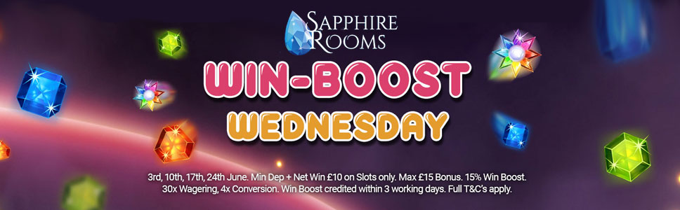 Sapphire Rooms Casino Winboost Wednesday Bonus 