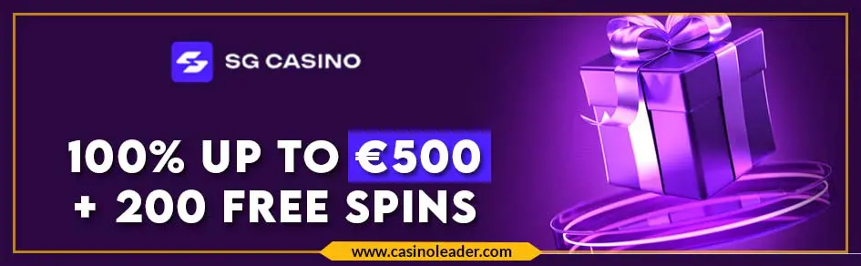 SG Casino 100% up to €500 Welcome Bonus + 200 FS SG Casino 100% up to €500 Welcome Bonus + 200 FS