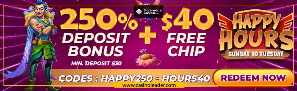 Silveredge Casino 250% Match Bonus + $40 Free Chip