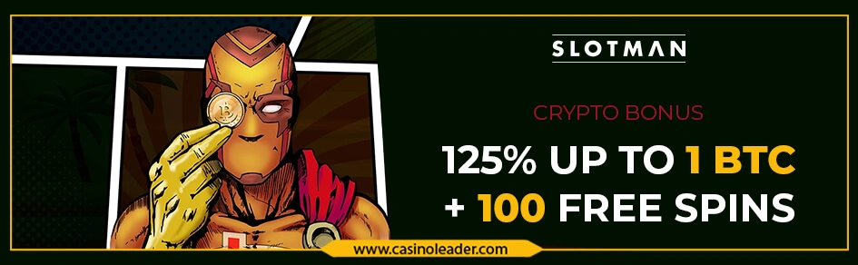 Slotman Casino 125% Crypto Bonus Code + 100 Free Spins