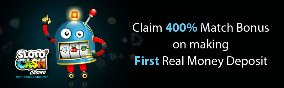 SlotoCash Casino First Deposit Bonus - Get 400% Match Offer