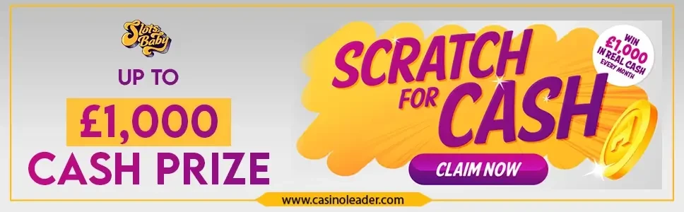 Slots Baby Casino up to £1,000 Cash Prize every Month