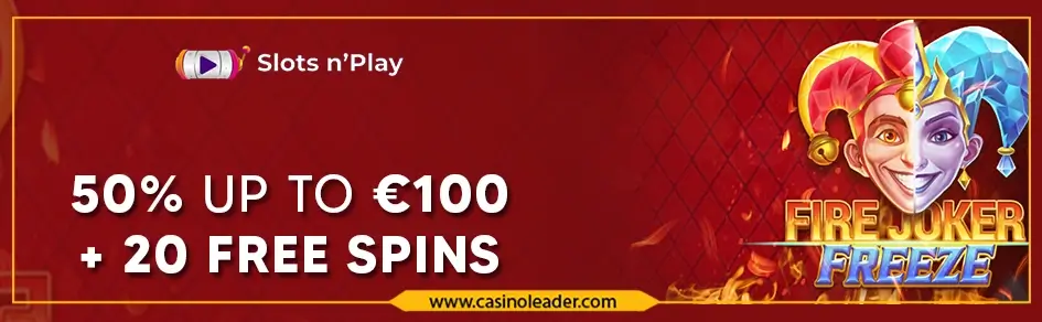 Slots n Play Casino €100 third deposit bonus + 20 FS