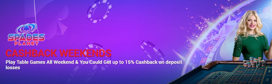Spades Planet Casino 15% Cashback Bonus